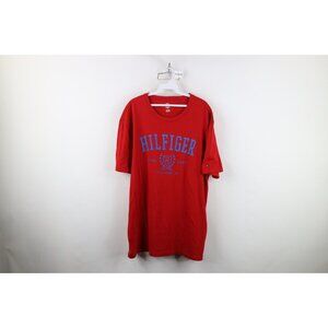 Vintage Y2K Tommy Hilfiger Mens XL Faded Spell Out Crest Short Sleeve T-Shirt